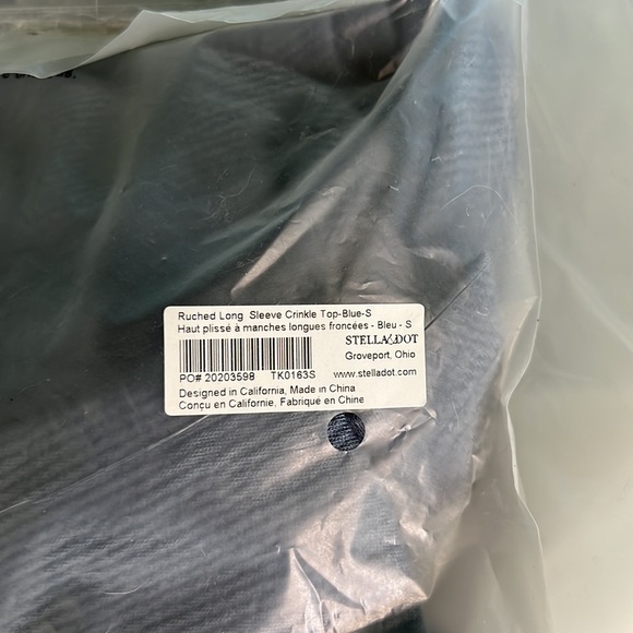 🎖️HP🎖️Stella&Dot Ruched long sleeve crinkle top, S, puff shoulder, slate - Picture 9 of 9